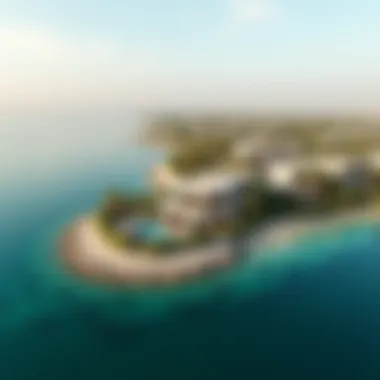 Aerial view of Al Dana Island showcasing luxury villas and waterfront