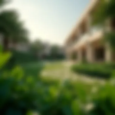 Lush greenery surrounding Al Gurm Villas enhancing the luxury experience