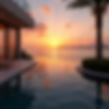 Captivating Sunset Overlooking Dubai's Beachfront Stunning sunset view from a luxurious villa terrace