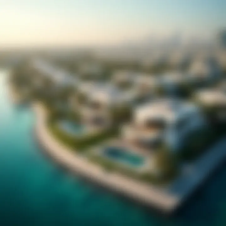 Aerial view of Palm Jumeirah showcasing luxurious villas