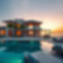 Luxurious villa exterior with sea view