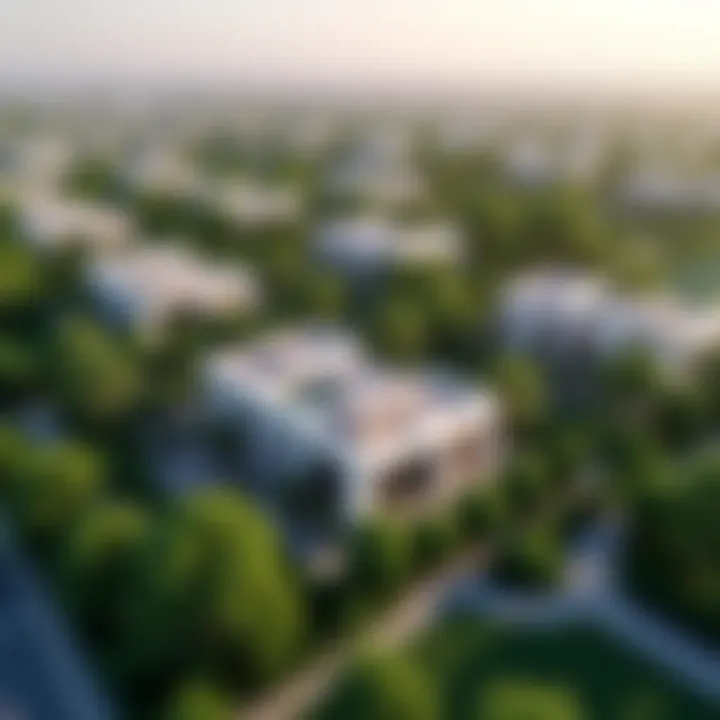 Aerial view of Mohammed Bin Rashid City highlighting villas amidst green spaces