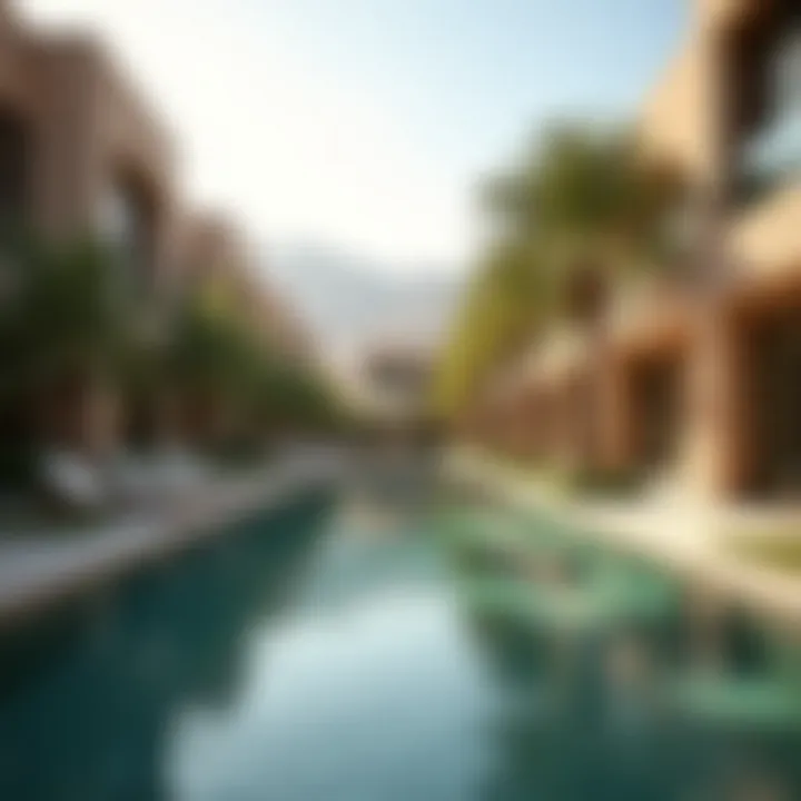 Community amenities surrounding Wadi Villas including parks and pools