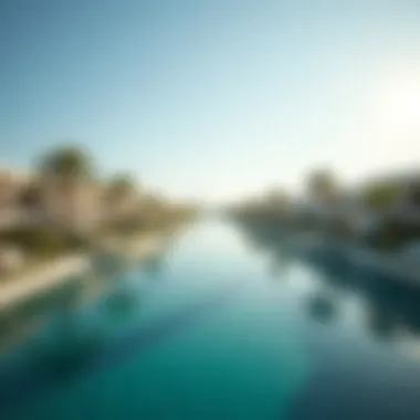 Panoramic view of Palm Jumeirah highlighting the tranquil waterways