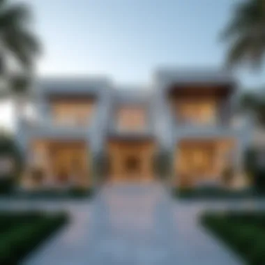 Architectural Elegance of Palm Jumeirah Villas Luxurious exterior view of Palm Jumeirah Signature Villa showcasing its architectural design